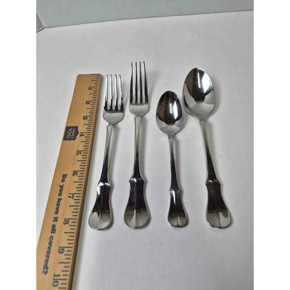Wallace Elite 18/10 Stainless Flatware Continental Bead 4 Piece Set Forks Spoons